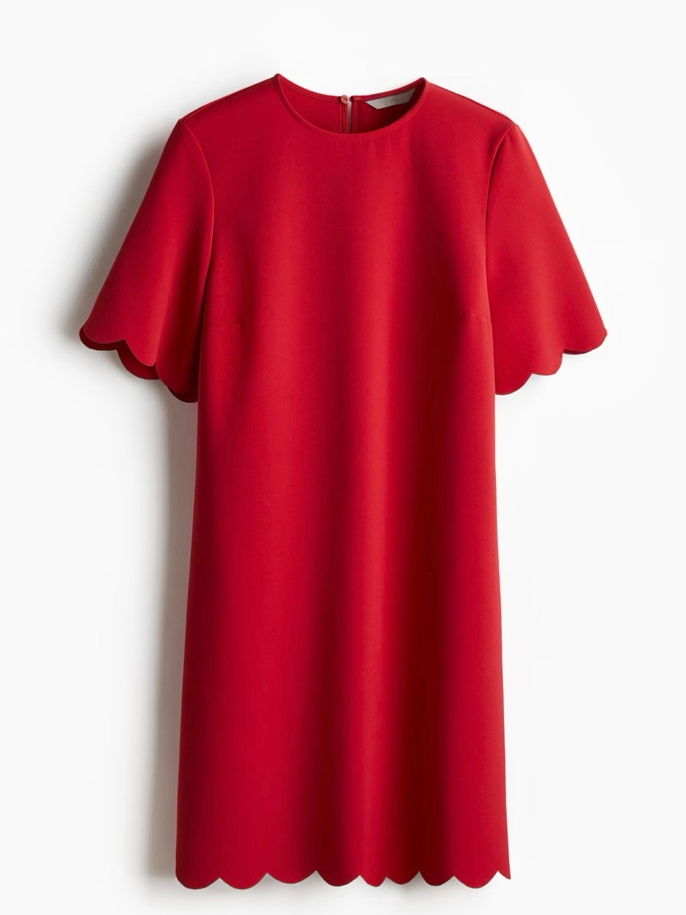 H&M Red Scallop-Edge Mini Shift Dress
